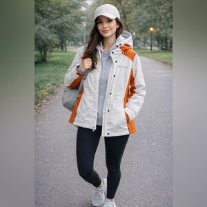 White and Orange Women's Jacket Columbia